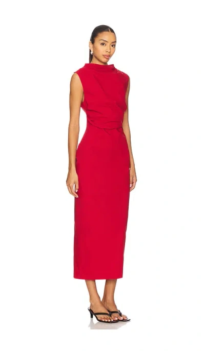 St Agni Soft Sculptural Mock Neck Dress In Rosso