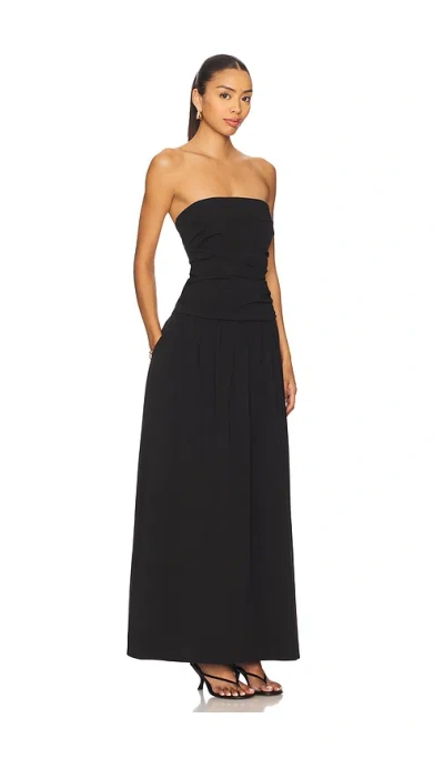 St Agni Black Gathered Strapless Tie Back Maxi Dress