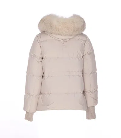 Moorer Quilted Jacket With Removable Fur Hood In Neutral