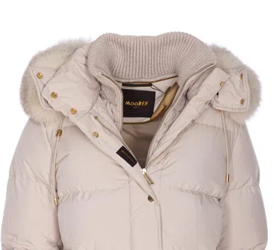 Moorer Quilted Jacket With Removable Fur Hood In Neutral