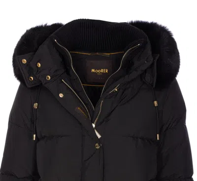 Moorer Quilted Jacket With Removable Fur Hood In Black