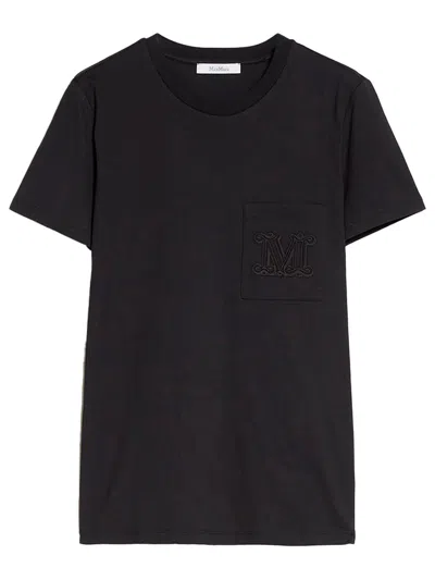 Max Mara Papaia Logo Cotton T-shirt In Black
