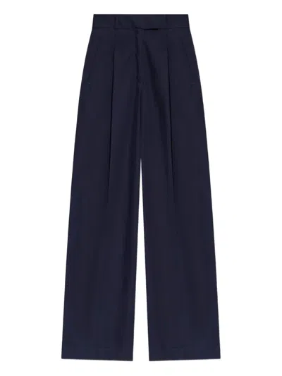Apc A.p.c. Veronica Pleated Cotton Trousers Clothing In Blue