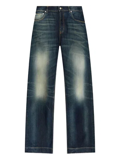 Alexander Mcqueen Wide Leg Faded Jeans