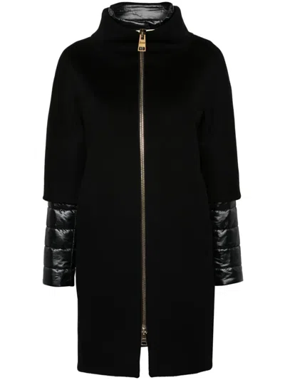 Herno Detachable-panels Virgin-wool Coat Clothing In Black