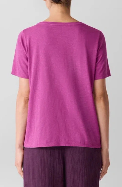 Eileen Fisher Crewneck Pocket Organic Cotton T-shirt In Pink