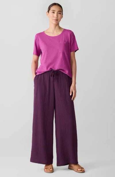 Eileen Fisher Crewneck Pocket Organic Cotton T-shirt In Pink