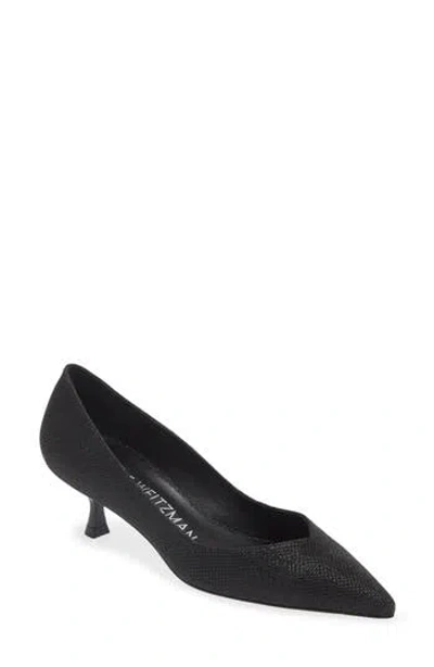 Stuart Weitzman Eva Kitten Heel Pointed Toe Pump In Black