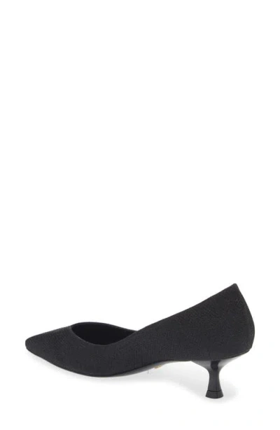 Stuart Weitzman Eva Kitten Heel Pointed Toe Pump In Black