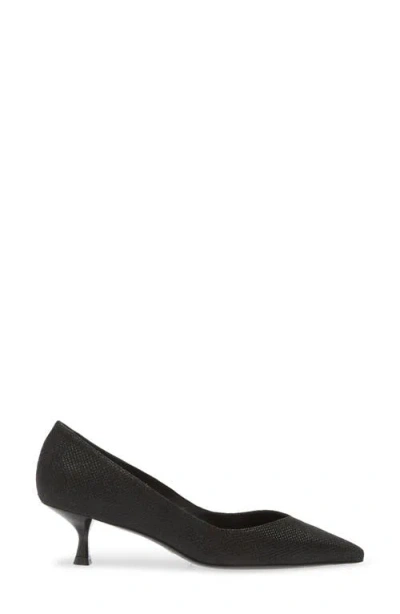 Stuart Weitzman Eva Kitten Heel Pointed Toe Pump In Black