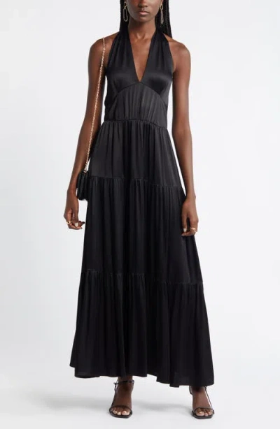 Nordstrom Tiered Satin Halter Maxi Dress