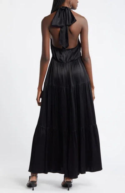 Nordstrom Tiered Satin Halter Maxi Dress