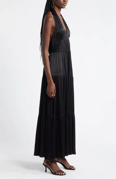 Nordstrom Tiered Satin Halter Maxi Dress