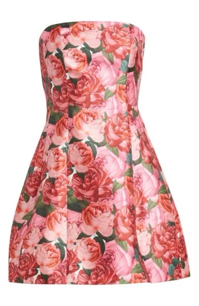 Sachin & Babi Alanna Floral Strapless Mikado Minidress