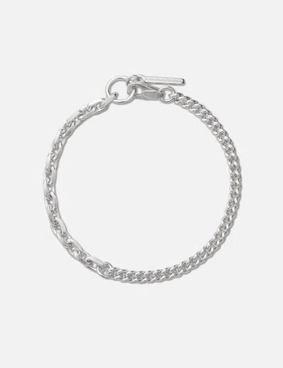 Midnightfactory Curb Chain With Cable Silver Chain Bracelet