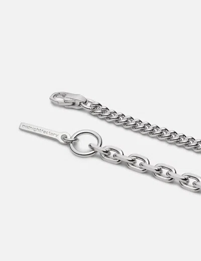 Midnightfactory Curb Chain With Cable Silver Chain Bracelet