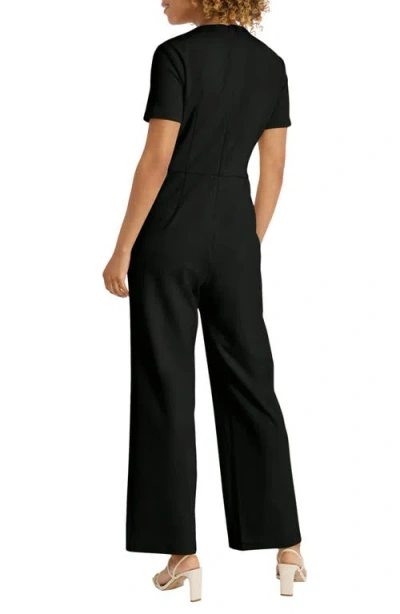 Maggy London Twist Neck Short Sleeve Jumpsuit