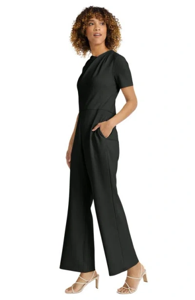 Maggy London Twist Neck Short Sleeve Jumpsuit