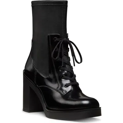 Stuart Weitzman Everitt Stretch Leather Lace-up Booties