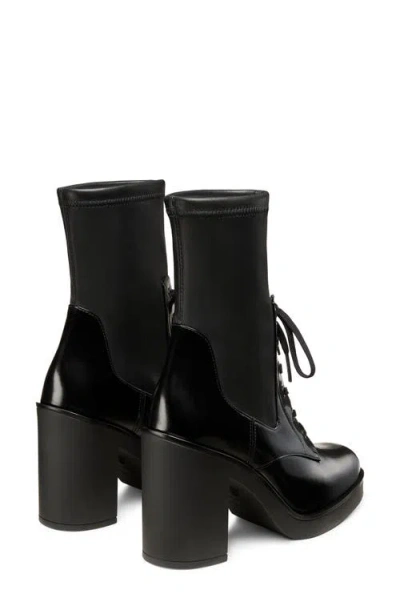 Stuart Weitzman Everitt Stretch Leather Lace-up Booties
