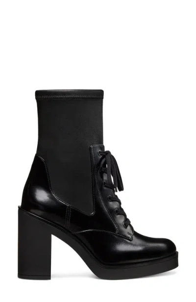 Stuart Weitzman Everitt Stretch Leather Lace-up Booties