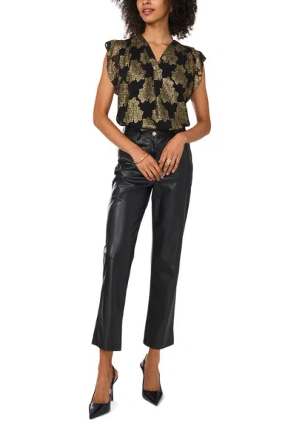 Vince Camuto Metallic Floral Flutter Sleeve Top
