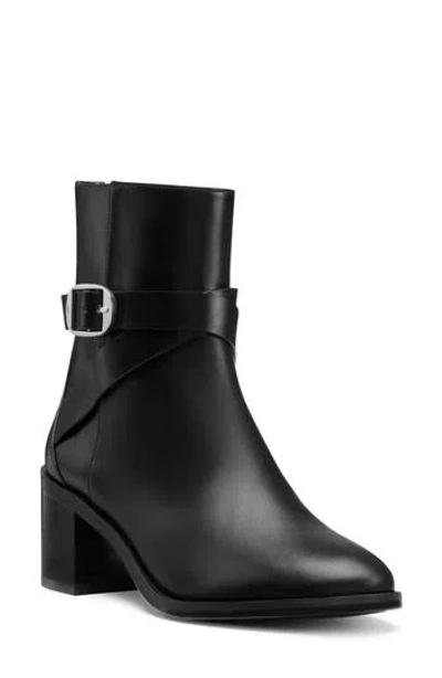 Stuart Weitzman Esme Leather Buckle Zip Booties