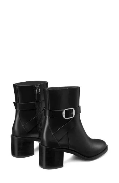 Stuart Weitzman Esme Leather Buckle Zip Booties