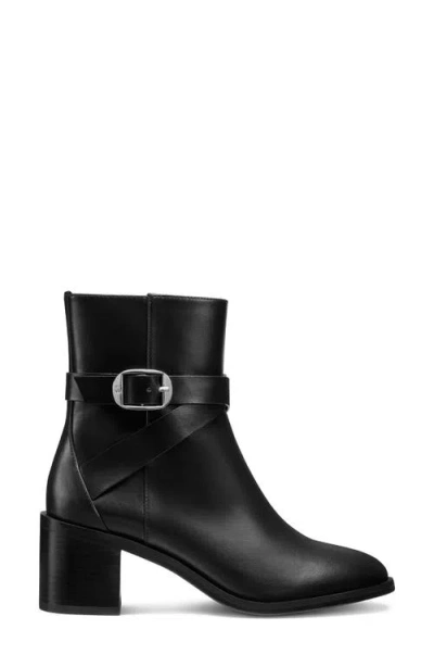 Stuart Weitzman Esme Leather Buckle Zip Booties