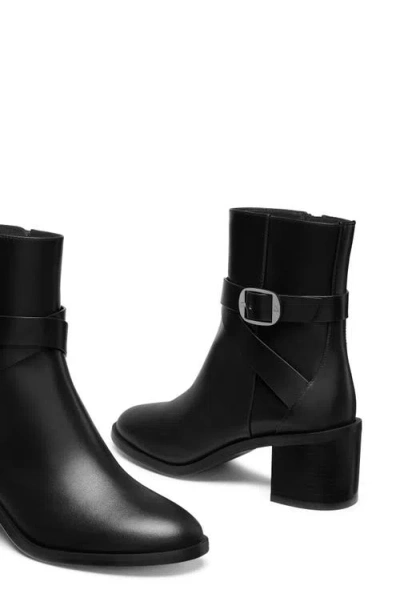 Stuart Weitzman Esme Leather Buckle Zip Booties