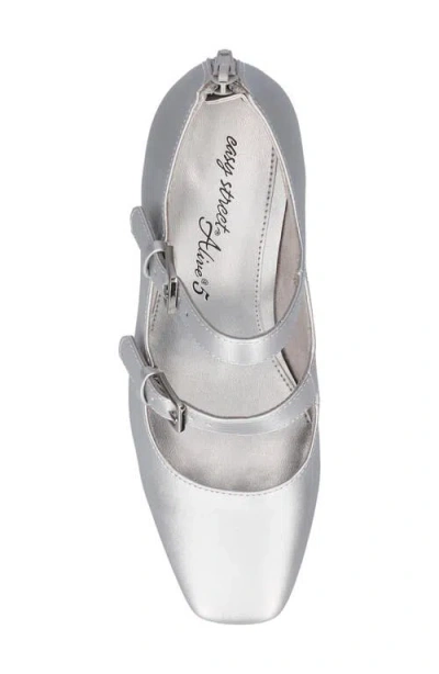 Easy Street Willis Square Toe Mary Jane Pump In Silver