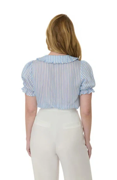 Smak Parlour 1960s Puff Sleeve Blouse In Blue