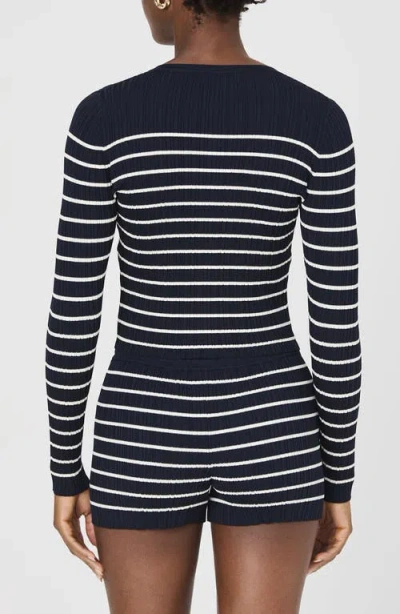 French Connection Stripe Rib Cardigan In Multi