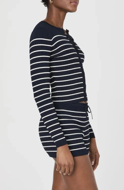 French Connection Stripe Rib Cardigan In Multi