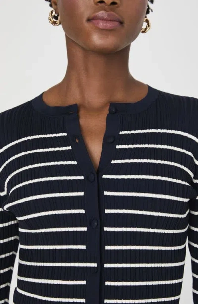 French Connection Stripe Rib Cardigan In Multi