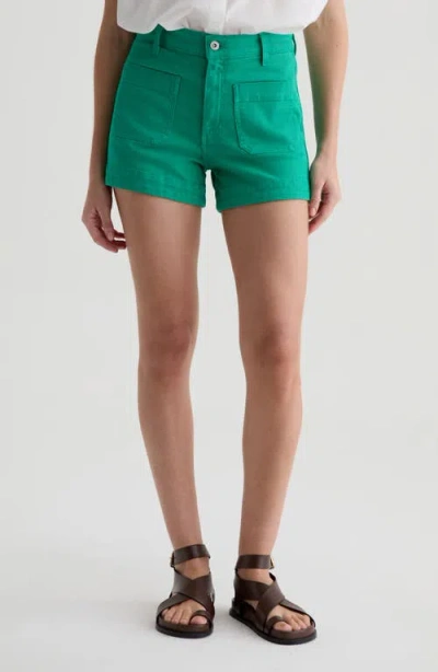 Ag Daisy Patch Pocket Denim Shorts In Green