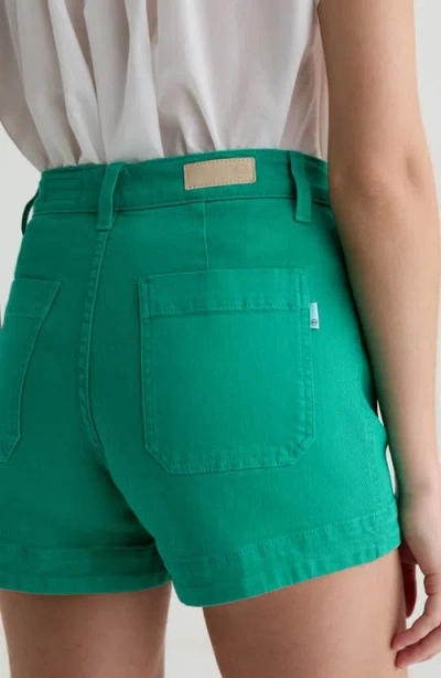 Ag Daisy Patch Pocket Denim Shorts In Green