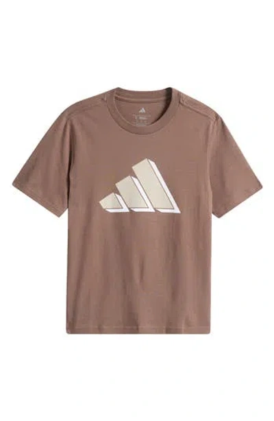 Adidas Originals Adidas Kids' Cotton Jersey 3-bar Logo T-shirt In Nude