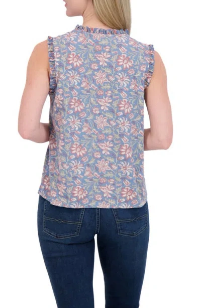 Lucky Brand Ruffle Split Neck Cotton Blend Tank