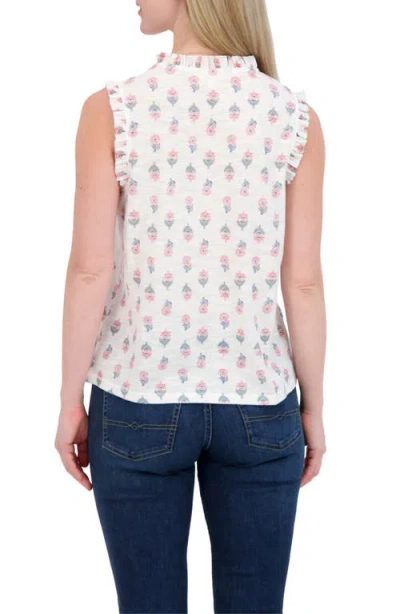 Lucky Brand Ruffle Split Neck Cotton Blend Tank