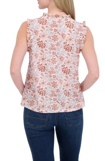 Lucky Brand Ruffle Split Neck Cotton Blend Tank