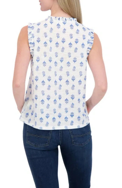 Lucky Brand Ruffle Split Neck Cotton Blend Tank