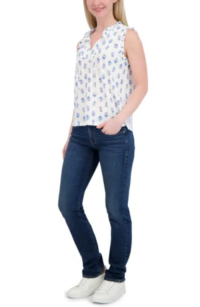 Lucky Brand Ruffle Split Neck Cotton Blend Tank