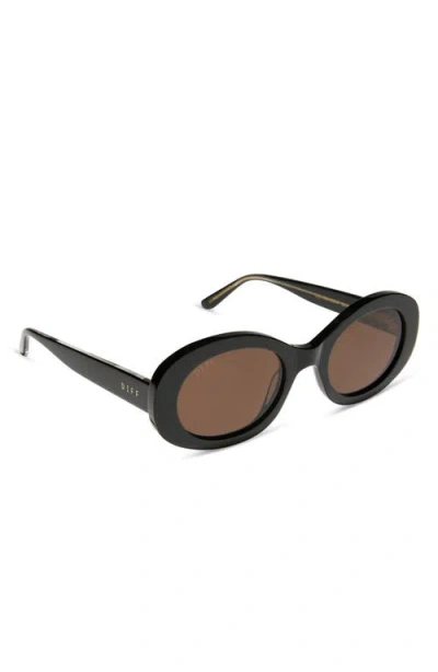 Diff Lainey 52mm Polarized Oval Sunglasses In Black