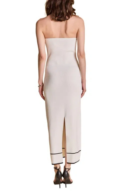 Endless Rose Contrast Stripe Strapless Knit Maxi Dress In Neutral
