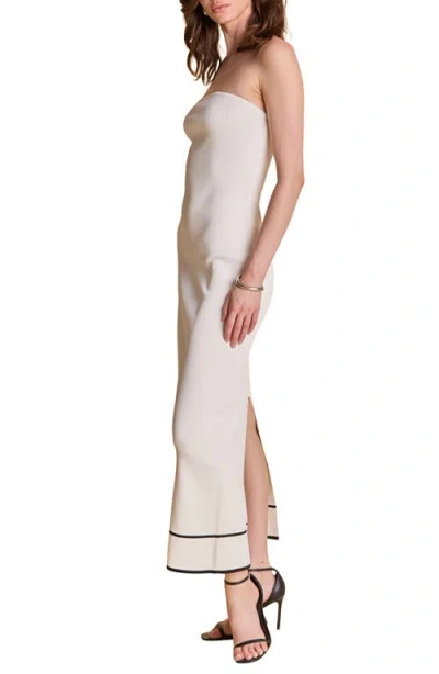 Endless Rose Contrast Stripe Strapless Knit Maxi Dress In Neutral