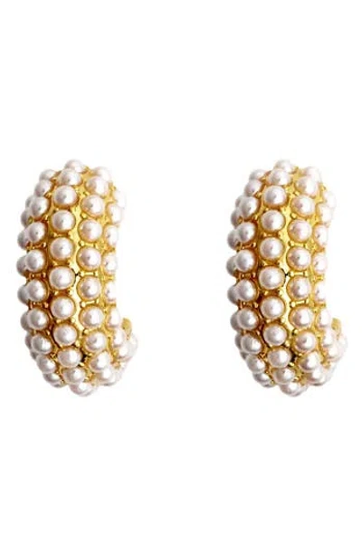 Panacea Mini Faux Pearl Hoop Earrings