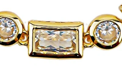 Panacea Mixed Bezel Framed Cz Chain Bracelet