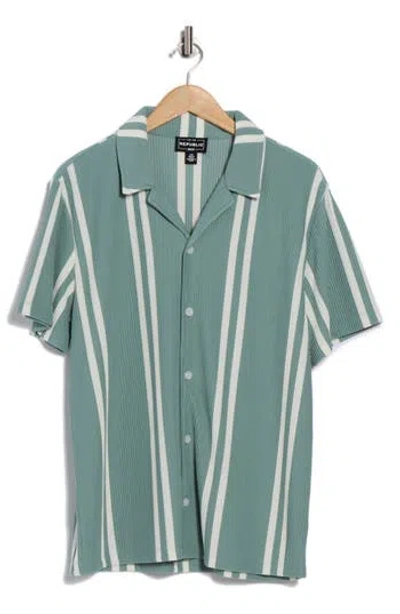 For The Republic Stripe Short Sleeve Button-up Shirt