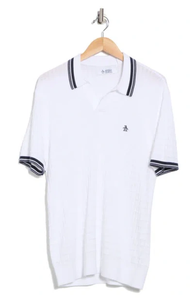 Original Penguin Cotton Grid Knit Polo In White